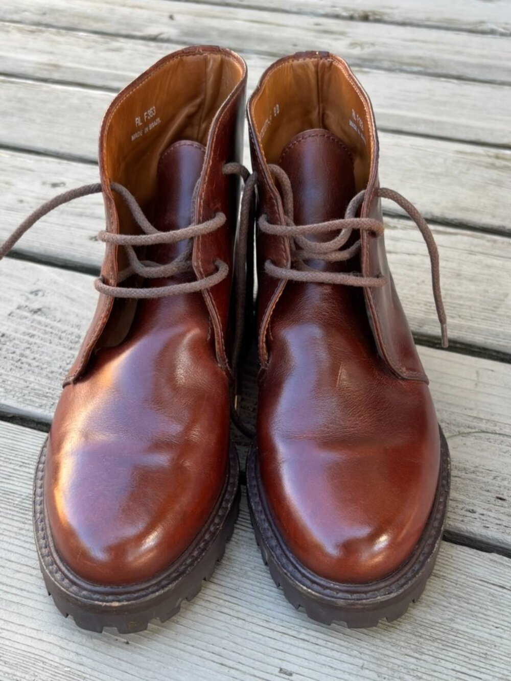 Polo Country Ralph Lauren Brown Leather Lace-Up Boots Size 8B